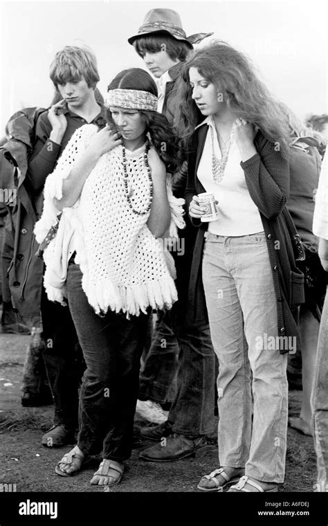 Hippies at a music concert in the Uk in1969 Stock Photo - Alamy