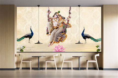 Radha Krishna Customised Wallpaper | Design living room wallpaper ...