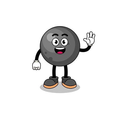 cannon ball cartoon doing wave hand gesture 14855750 Vector Art at Vecteezy