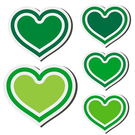 Green sticker heart set. Love sign. 6555690 Vector Art at Vecteezy