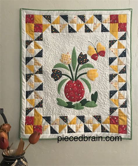 Applique Quilt Pattern Modern Wall Hanging Grace Flowers Vase Butterfly Riley Blake Pinwheels ...