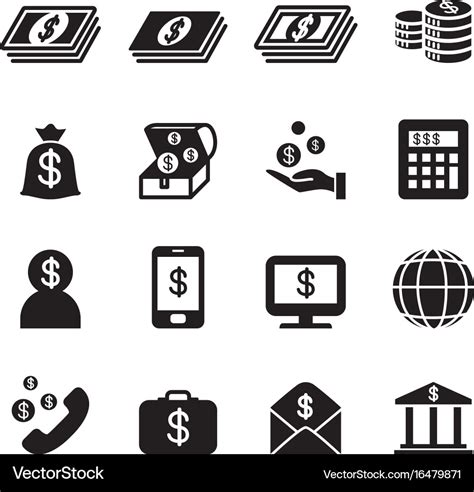 Money bank investment icons set Royalty Free Vector Image