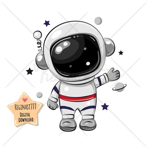 Cute Astronaut Clipart Astronaut Clip Art Cute Baby Print | Etsy