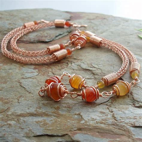 Freyja Goddess of Desire Necklace Copper wire Viking knit