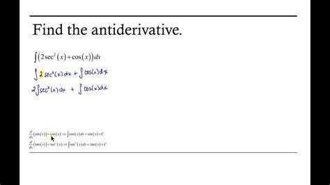 Antiderivatives: Trigonometric - YouTube