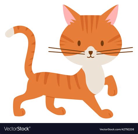 Walking kitten red fur cat ginger pet Royalty Free Vector