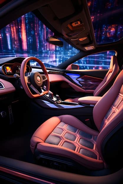 Premium AI Image | Neo glow color futuristic car interior silhouette