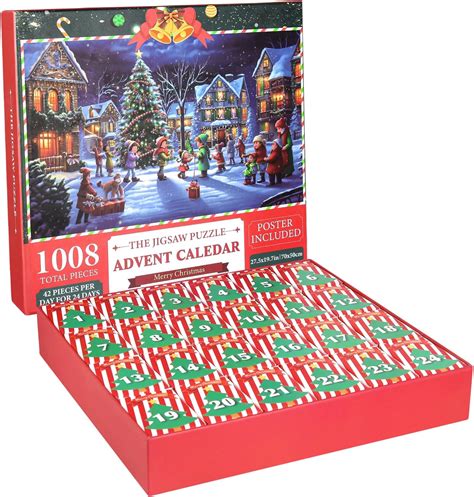 Amazon.com: Advent Calendar 2023 Jigsaw Puzzles, 24 Box 1008 Pieces Countdown to Christmas ...