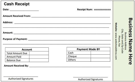 Professional Cash Payment Receipt Template for Small Businesses (Excel / Word / PDF) - Excel TMP