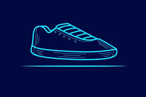 Shoes sport vector silhouette line pop art potrait logo colorful design with dark background ...