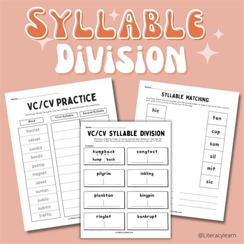 Syllable Division Practice with VCCV Words: 3 Free PDFs - Literacy ... - Worksheets Library