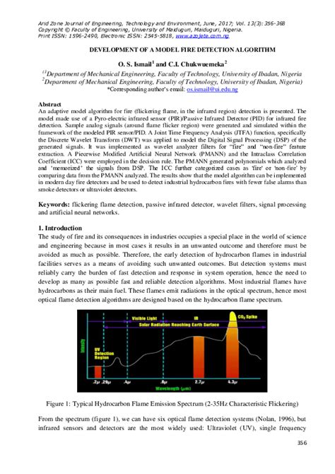 (PDF) Development of a Model Fire Detection Algorithm | ARID ZONE JOURNAL OF ENGINEERING ...