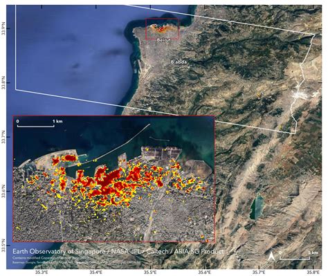 NASA Advanced Rapid Imaging Satellite Maps Blast Damage: Beirut ...