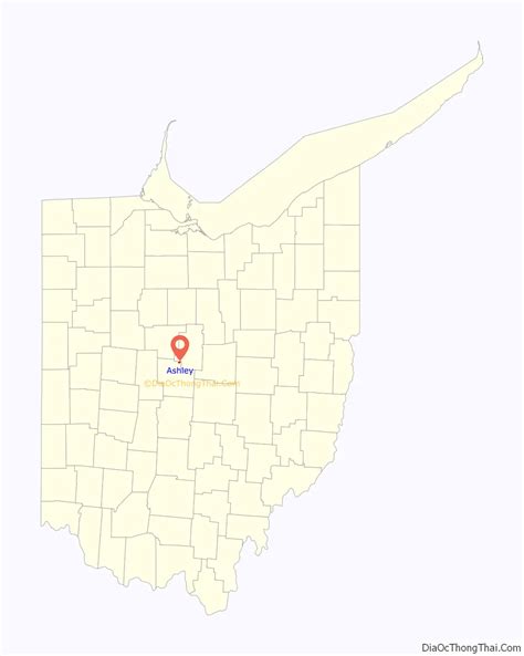 Map of Ashley village, Ohio - Thong Thai Real