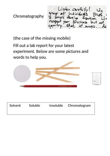 Paper Chromatography Lab report | Teaching Resources