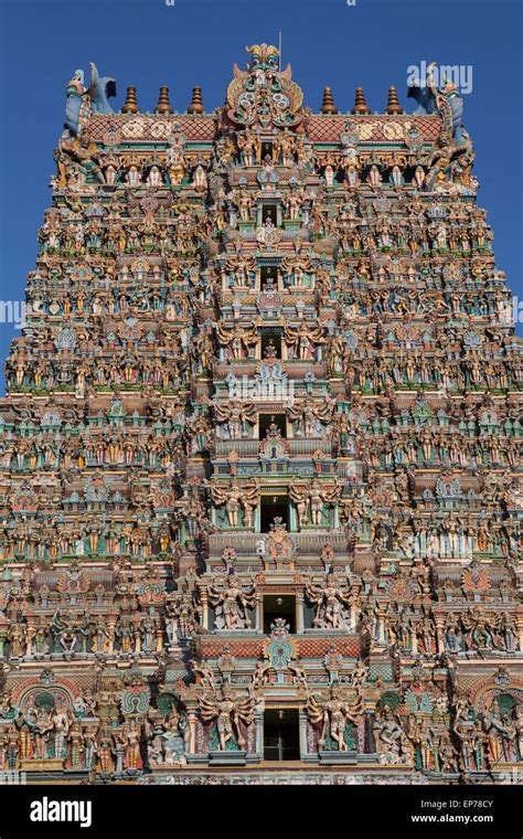 Gopuram at the Sri Meenakshi Temple in Madurai Stock Photo - Alamy