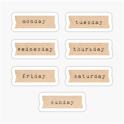 "Journaling Sticker Pack - Washi Tape - Days of the week" Sticker for Sale by spacylittlegirl ...