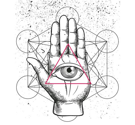 Sacred Geometry Hand, Boho, Eye of Providence, Magic Symbols, T-shirt Print, Printable Wall Art ...