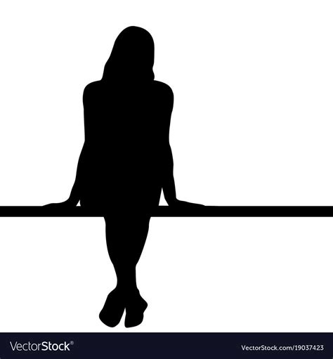 Woman silhouette sitting on a bench Royalty Free Vector