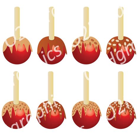 Halloween Candied Apples, Vector Clipart, Scrapbooking, Graphic Artwork, PNG & JPEG, Digital ...