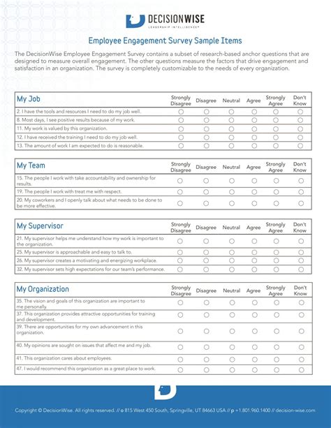 printable free 1 employee engagement survey forms in pdf employee engagement budget template ...