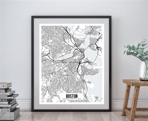 Boston Printable Map Boston Map Poster Boston Massachusetts | Etsy