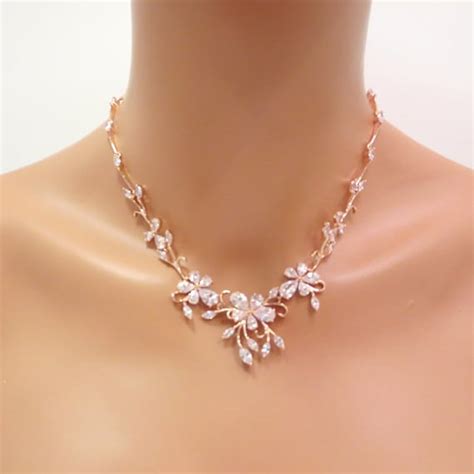 Rose gold necklace Bridal necklace Necklace Set Bridal