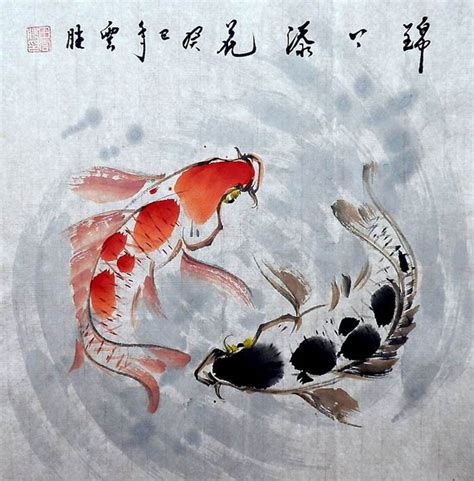 Chinese Koi Fish Painting tys21113005, 50cm x 50cm(19〃 x 19〃)