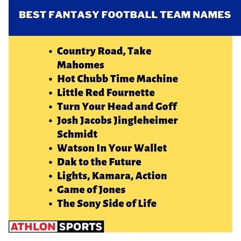 Best Fantasy Football Team Names Generator - MLB Champ