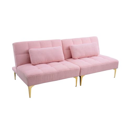 Convertible Futon Sofa Bed with Gold Metal Legs, 71" Loveseat Sofa ...