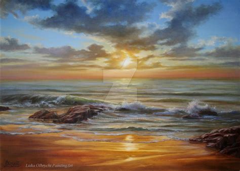 Seascape Sunset/ oil painting by LidiaOlbrychtArt on DeviantArt