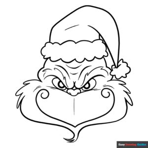 Grinch Face Coloring Page | Easy Drawing Guides