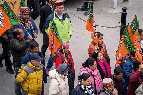 Bjp Supporters With Saffron Flags Celebratingvictorious In Manali Photo ...