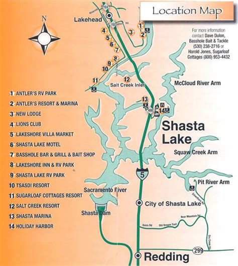 Lakehead Trout Derby Location Map, Shasta Lake, California