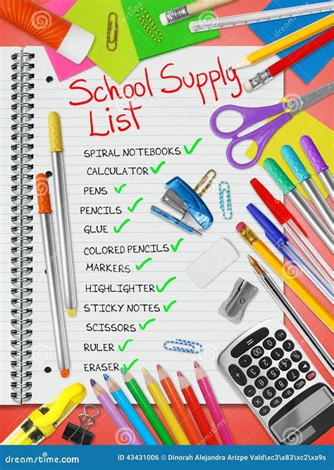 School Supply List Stock Photo - Image: 43431006