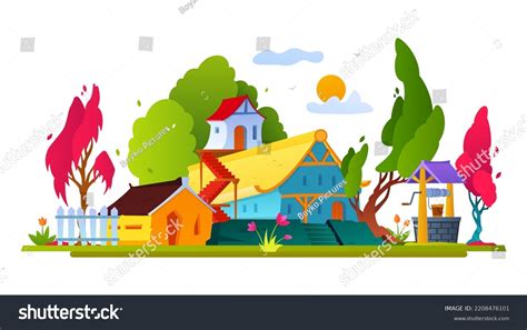 Medieval Settlement Cathedral Modern Flat Design Stock Vector (Royalty ...