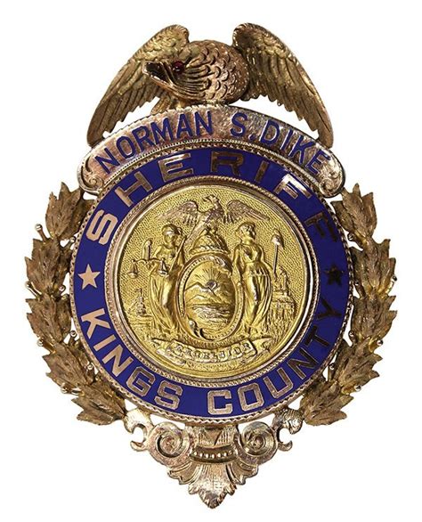 14k gold Kings County New York Sheriff badge : Lot 2102