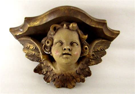 Vintage GARGOYLES Studio New York Plaster Wall ANGEL CHERUB WALL SHELF ...