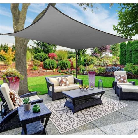 BOEN Sunshade Sail Canopy 13 ft. x 10 ft. Grey Rectangle Awning UV ...