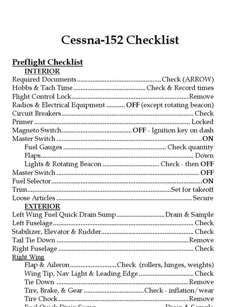 c152 Checklist | PDF