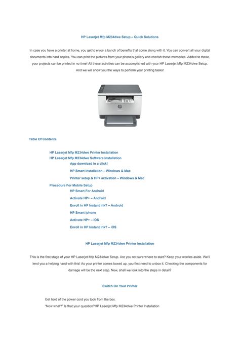 HP Laserjet Mfp M234dwe Setup – Quick Solutions by kevin thomas - Issuu