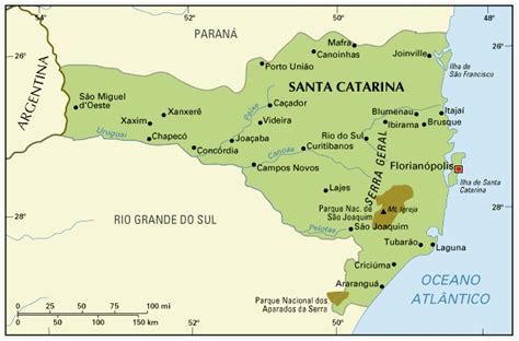 Map of Santa Catarina, Brazil