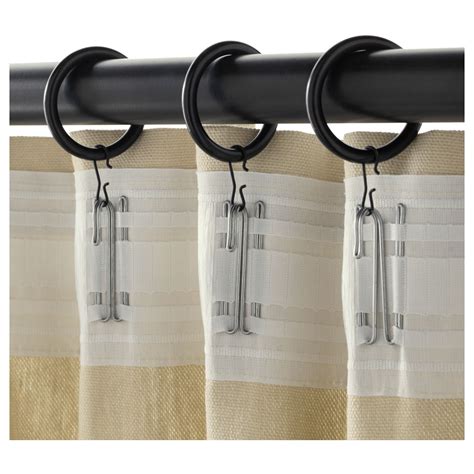 SYRLIG black, Curtain ring with clip and hook, 38 mm - IKEA | Шторы и портьеры, Черные шторы, Шторы