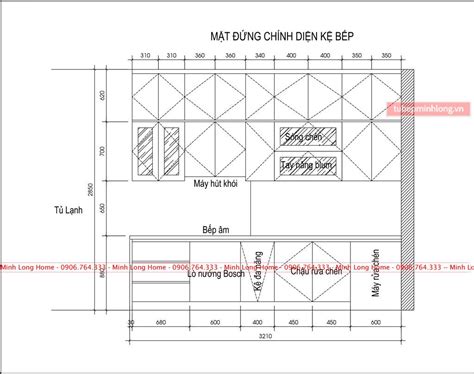 Bản vẽ thiết kế tủ bếp chữ i được ưa chuộng nhất