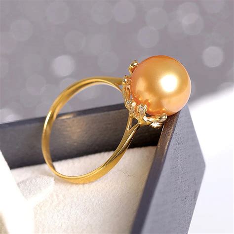 10-11mm Natural Gold Pearl Ring Pearl Engagement Ring Dainty | Etsy