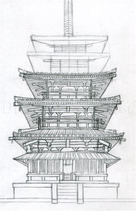 How To Draw A Pagoda, Japanese Pagoda, Step by Step, Drawing Guide, by finalprodigy in 2020 ...