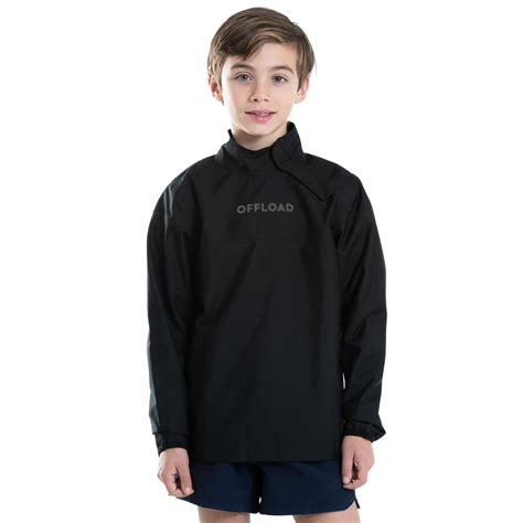 Kids' Rugby Windproof Waterproof Smock Top R500 - Black OFFLOAD | Decathlon