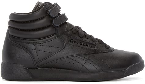 Reebok Black Freestyle High-top Sneakers in Black | Lyst