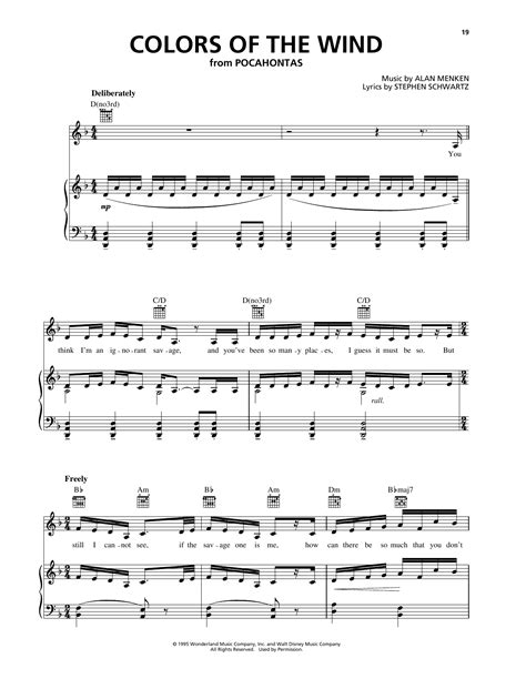 Alan Menken "Colors Of The Wind (from Pocahontas)" Sheet Music Notes | Download Printable PDF ...