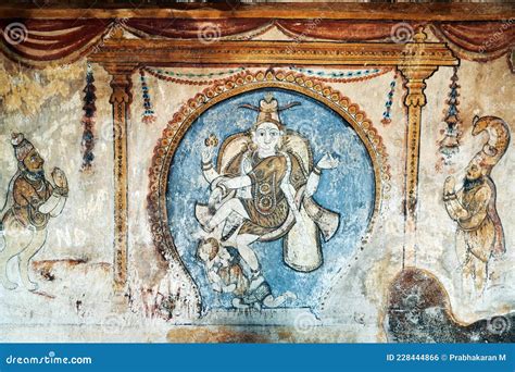 Fresco/mural Paintings In Ancient Brihadeeswarar Temple In Thanjavur, Tamilnadu. Editorial Image ...